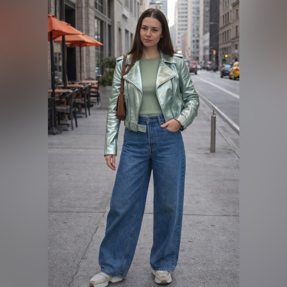 Walter Baker Allison Metallic Leather Moto Jacket -Lambskin - Size S NEW - Picture 8 of 17